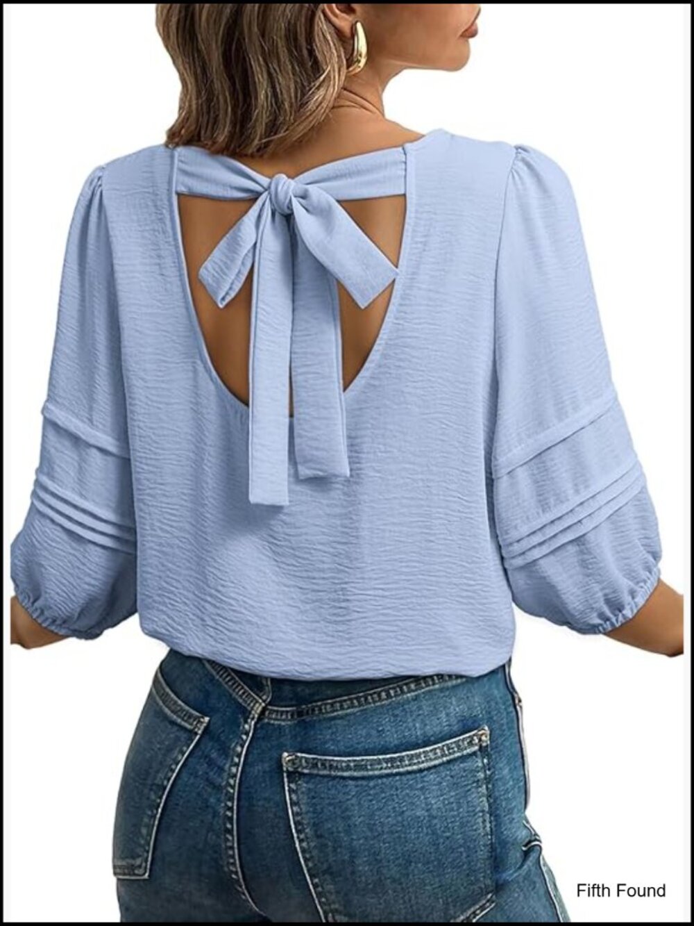 Crewneck 3/4 Sleeve Loose Fit Blouse for Work or Casual